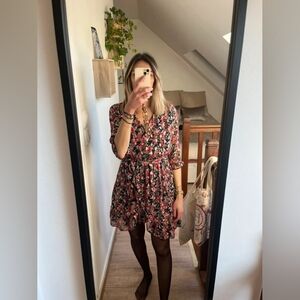 Fila Black and Pink Floral Mini Dress, Size S